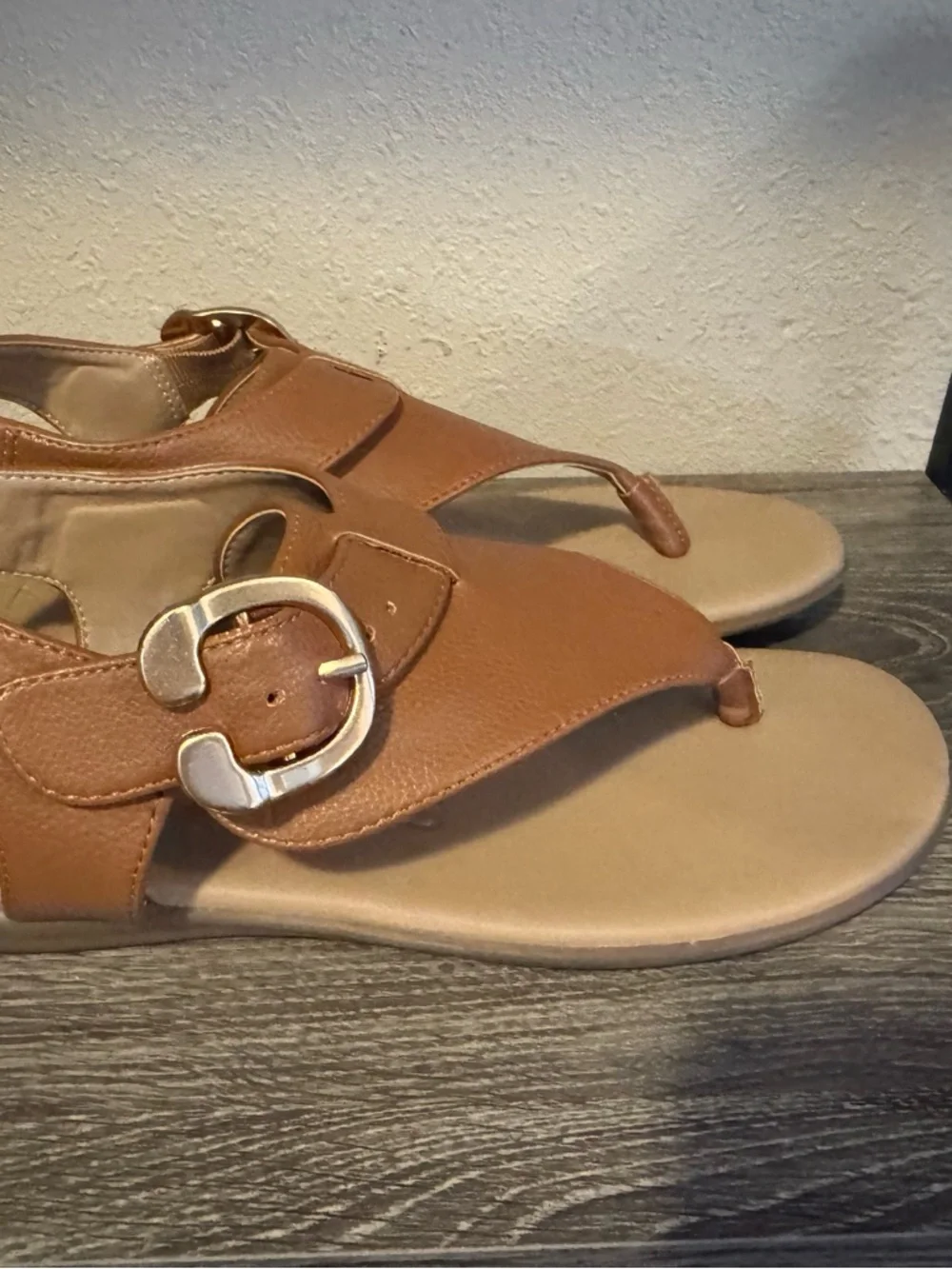 AEROSOLES Brown Leather Buckle Sandals - Picture 2 of 6